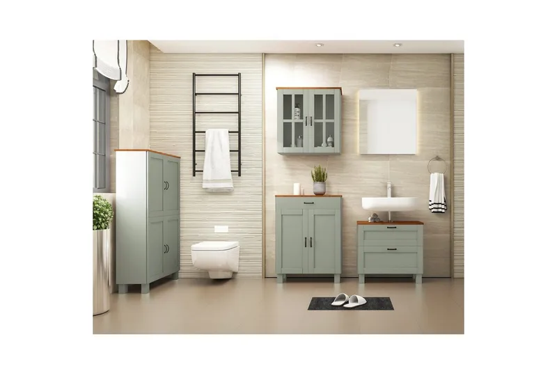 Alby Tvättställsskåp 60 cm - Grön - Hus & renovering - Kök & bad - Badrum - Badrumsmöbler & badrumsinredning - Tvättställsskåp & kommod