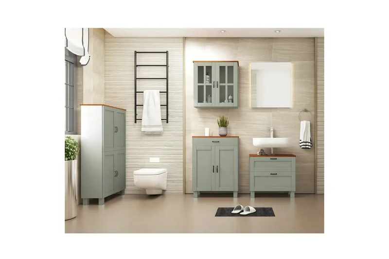 Alby Tvättställsskåp 60 cm - Grön - Hus & renovering - Kök & bad - Badrum - Badrumsmöbler & badrumsinredning - Tvättställsskåp & kommod