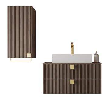 Alima Möbelpaket Badrum Tvättställ - Brun|guld - Hus & renovering - Kök & bad - Badrum - Badrumsmöbler & badrumsinredning - Kompletta möbelpaket badrum