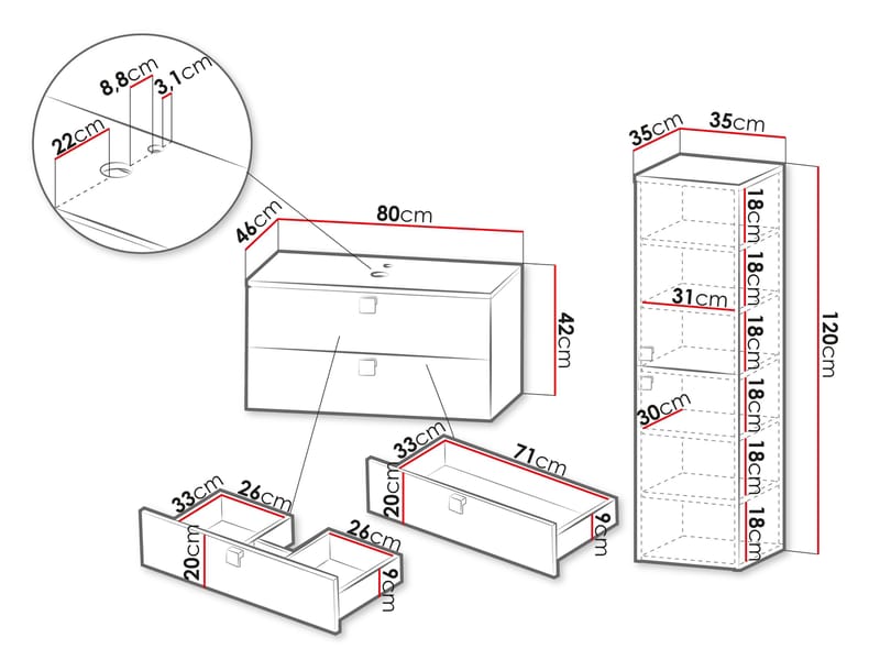 Alima Möbelpaket Badrum Tvättställ - Brun|guld - Hus & renovering - Kök & bad - Badrum - Badrumsmöbler & badrumsinredning - Kompletta möbelpaket badrum