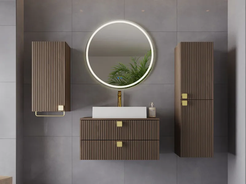 Alima Möbelpaket Badrum Tvättställ - Brun|guld - Hus & renovering - Kök & bad - Badrum - Badrumsmöbler & badrumsinredning - Kompletta möbelpaket badrum