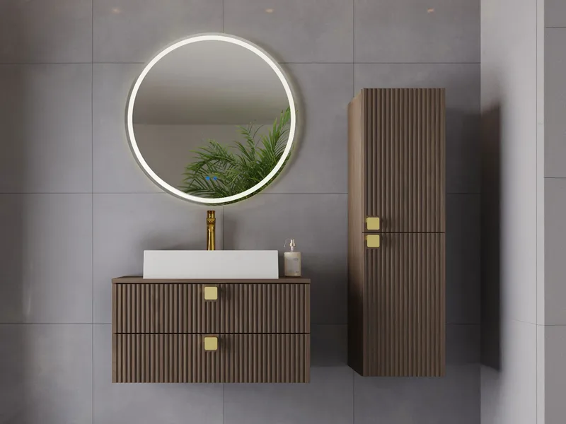 Alima Möbelpaket Badrum Tvättställ - Brun|guld - Hus & renovering - Kök & bad - Badrum - Badrumsmöbler & badrumsinredning - Kompletta möbelpaket badrum