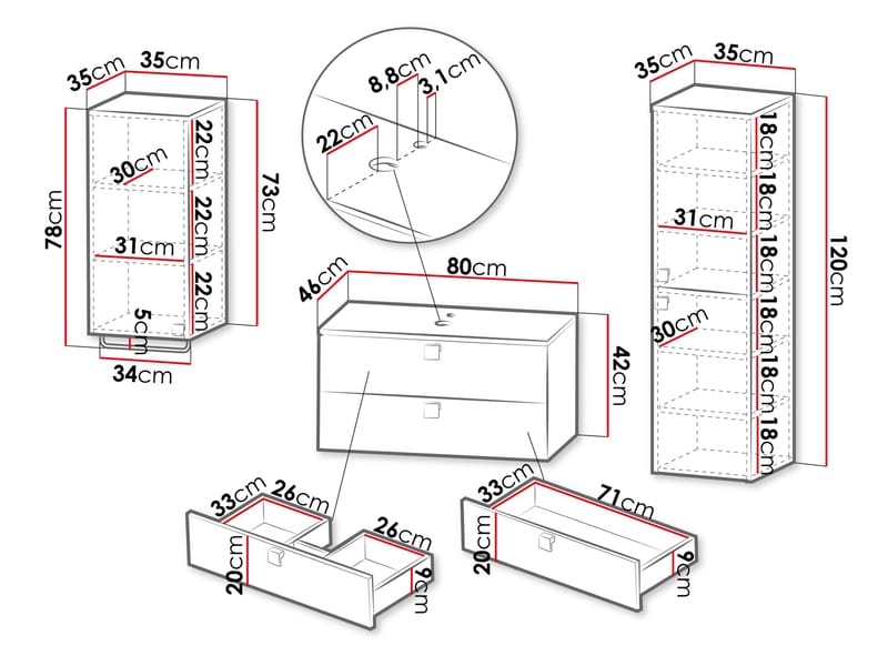 Alima Möbelpaket Badrum Tvättställ - Brun|guld - Hus & renovering - Kök & bad - Badrum - Badrumsmöbler & badrumsinredning - Kompletta möbelpaket badrum