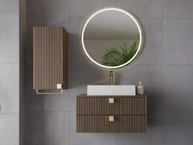 Alima Möbelpaket Badrum Tvättställ - Brun|guld - Hus & renovering - Kök & bad - Badrum - Badrumsmöbler & badrumsinredning - Kompletta möbelpaket badrum