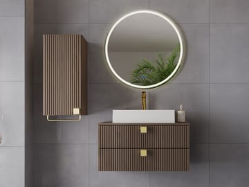 Alima Möbelpaket Badrum Tvättställ - Brun|vit|guld - Hus & renovering - Kök & bad - Badrum - Badrumsmöbler & badrumsinredning - Kompletta möbelpaket badrum