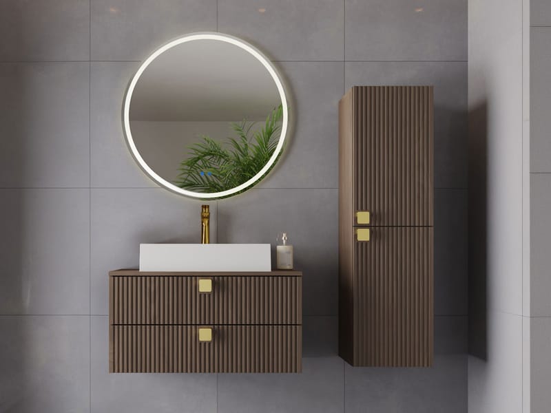Alima Möbelpaket Badrum Tvättställ - Brun|vit|guld - Hus & renovering - Kök & bad - Badrum - Badrumsmöbler & badrumsinredning - Kompletta möbelpaket badrum