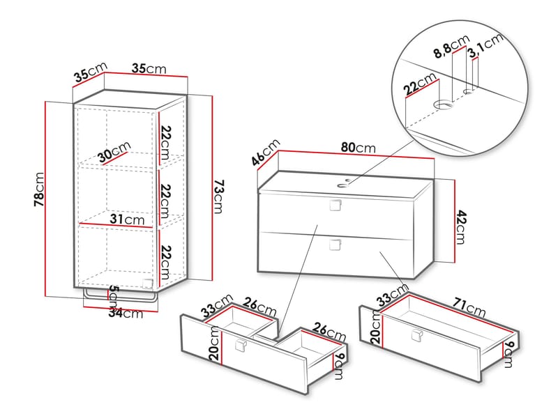Alima Möbelpaket Badrum Tvättställ - Brun|vit|guld - Hus & renovering - Kök & bad - Badrum - Badrumsmöbler & badrumsinredning - Kompletta möbelpaket badrum