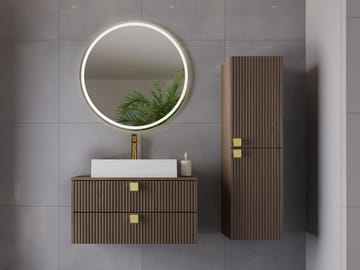 Alima Möbelpaket Badrum Tvättställ - Brun|vit|guld - Hus & renovering - Kök & bad - Badrum - Badrumsmöbler & badrumsinredning - Kompletta möbelpaket badrum