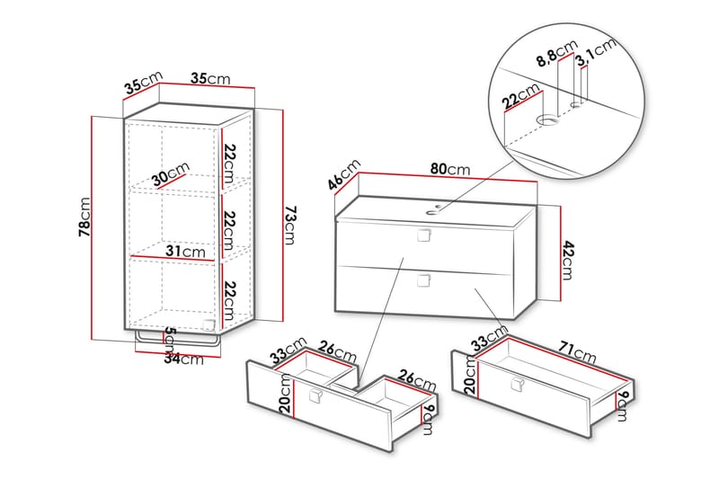 Alima Möbelset för Badrum - Svart - Hus & renovering - Kök & bad - Badrum - Badrumsmöbler & badrumsinredning - Kompletta möbelpaket badrum