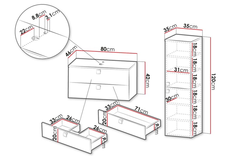 Alima Möbelset för Badrum - Hus & renovering - Kök & bad - Badrum - Badrumsmöbler & badrumsinredning - Kompletta möbelpaket badrum