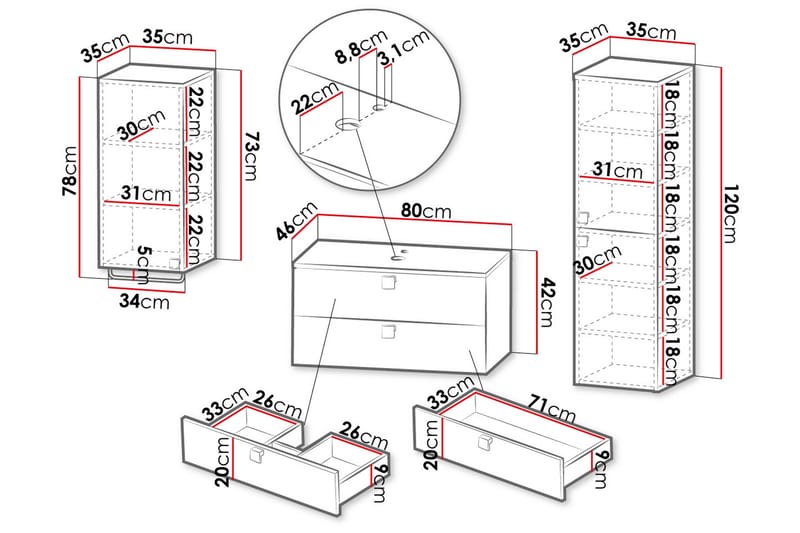 Alima Möbelset för Badrum - Hus & renovering - Kök & bad - Badrum - Badrumsmöbler & badrumsinredning - Kompletta möbelpaket badrum