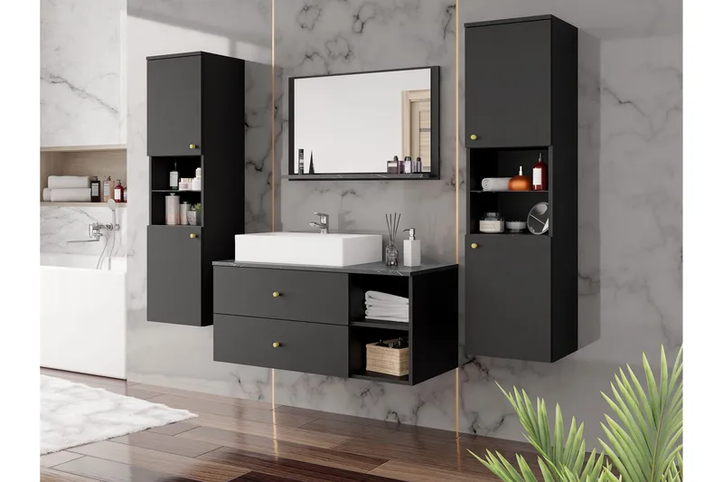 Askersund Möbelset för Badrum - Svart - Hus & renovering - Kök & bad - Badrum - Badrumsmöbler & badrumsinredning - Kompletta möbelpaket badrum