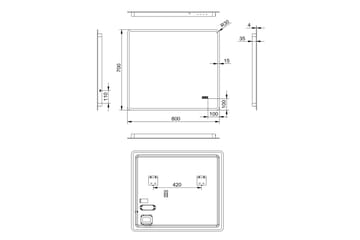 Aspsele Badrumsspegel 80x70 cm LED-belysning - Hus & renovering - Kök & bad - Badrum - Badrumsmöbler & badrumsinredning - Badrumsspegel