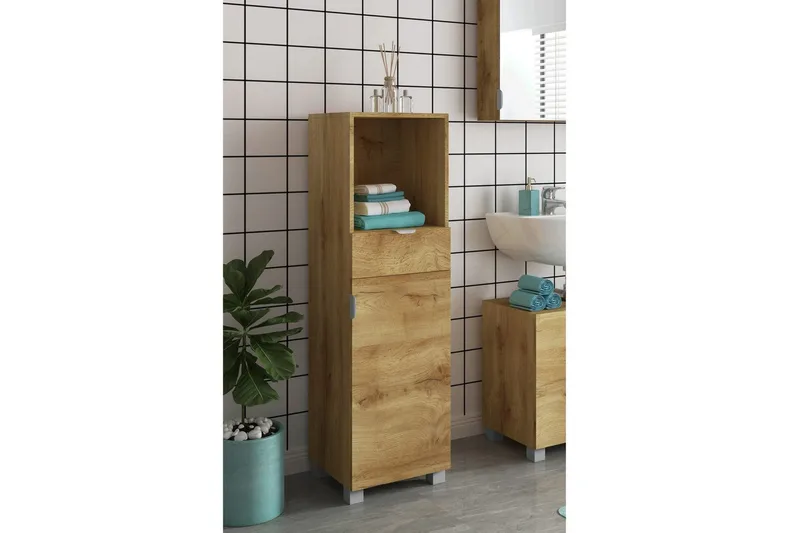 Atlas Högskåp till Badrum 129x38x36 cm - Natur - Hus & renovering - Kök & bad - Badrum - Badrumsmöbler & badrumsinredning - Badrumsskåp
