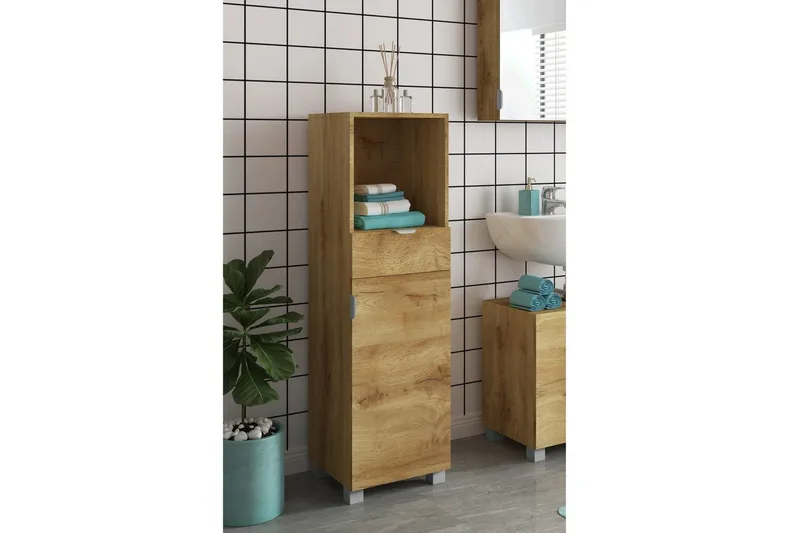 Atlas Högskåp till Badrum 129x38x36 cm - Natur - Hus & renovering - Kök & bad - Badrum - Badrumsmöbler & badrumsinredning - Badrumsskåp