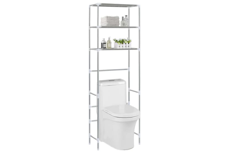 Toaletthylla med 3 hyllplan silver 53x28x169 cm - Silver - Hus & renovering - Kök & bad - Badrum - Badrumsmöbler & badrumsinredning - Badrumsförvaring