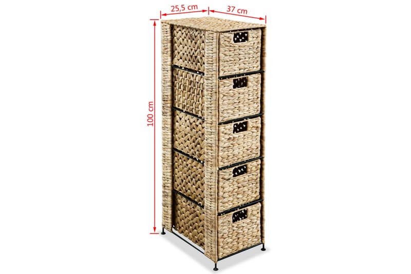 Förvaringsmöbel med 5 korgar 25,5x37x100 cm vattenhyacint - Brun - Hus & renovering - Kök & bad - Badrum - Badrumsmöbler & badrumsinredning - Badrumshylla