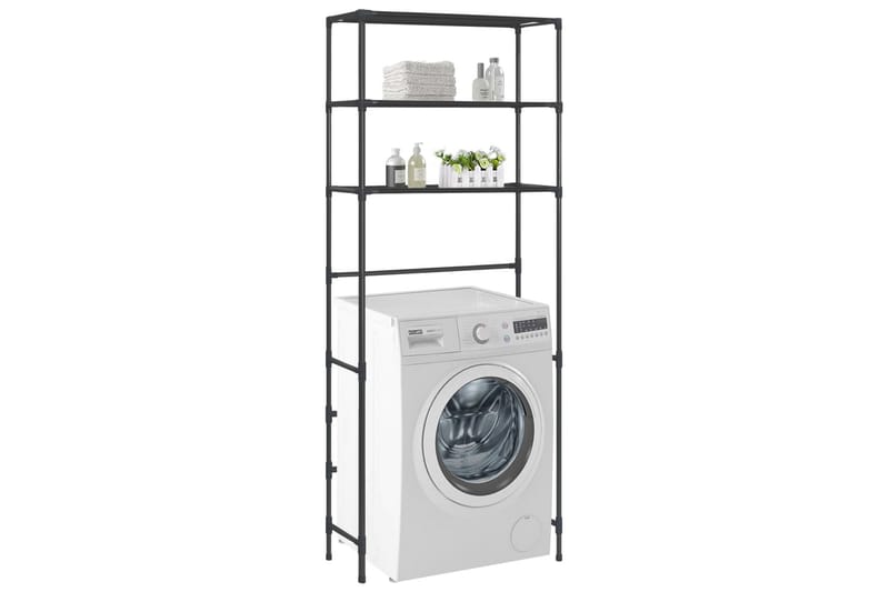 Hylla för tvättmaskin med 3 hyllplan svart 69x28x169 cm - Svart - Hus & renovering - Kök & bad - Badrum - Badrumsmöbler & badrumsinredning - Badrumshylla