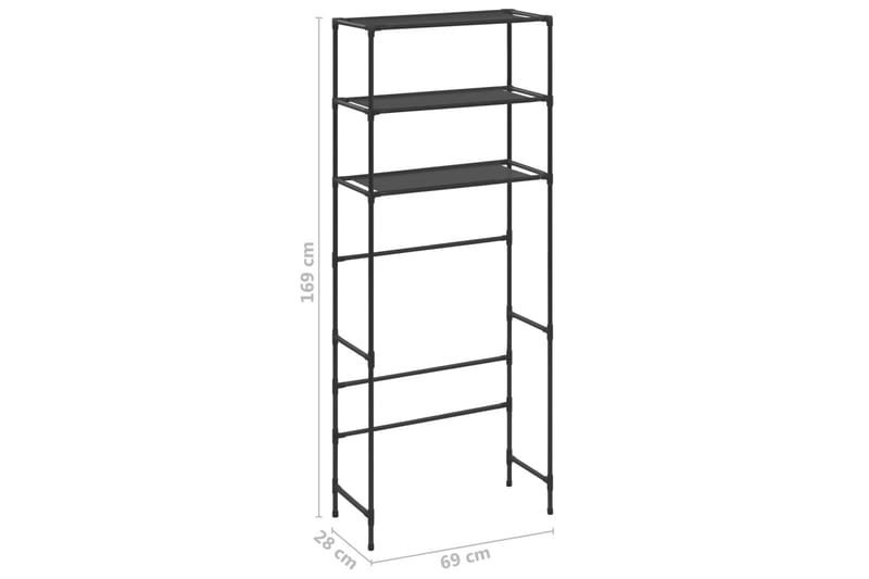 Hylla för tvättmaskin med 3 hyllplan svart 69x28x169 cm - Svart - Hus & renovering - Kök & bad - Badrum - Badrumsmöbler & badrumsinredning - Badrumshylla