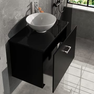 Badrumsmöbel- kommod+handfat - L60 - svart/silvrig - Hus & renovering - Kök & bad - Badrum - Badrumsmöbler & badrumsinredning - Tvättställsskåp & kommod