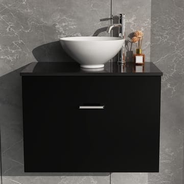 Badrumsmöbel- kommod+handfat - L60 - svart/silvrig - Hus & renovering - Kök & bad - Badrum - Badrumsmöbler & badrumsinredning - Tvättställsskåp & kommod