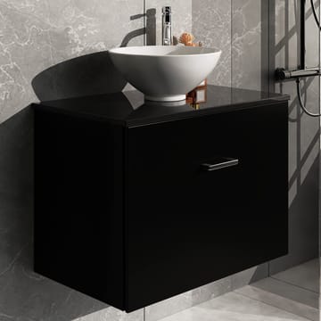 Badrumsmöbel- kommod+handfat - L60 - svart/silvrig - Hus & renovering - Kök & bad - Badrum - Badrumsmöbler & badrumsinredning - Tvättställsskåp & kommod