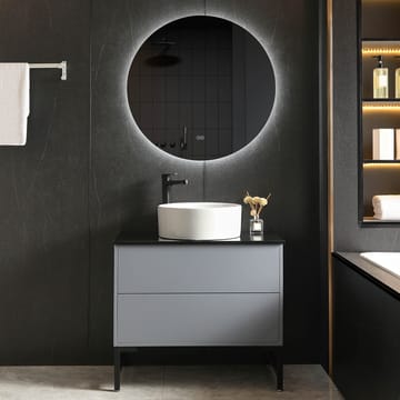 Badrumsmöbel- LED spegel+kommod - L80 - ljusgrå - Ljusgrå - Hus & renovering - Kök & bad - Badrum - Badrumsmöbler & badrumsinredning - Kompletta möbelpaket badrum