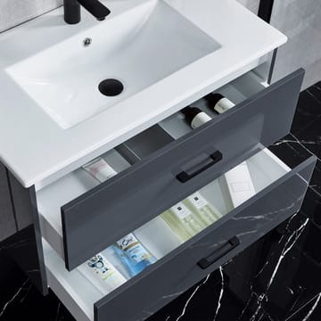 Badrumsmöbel- LED spegel+kommod-L80-mörkgrå - Mörkgrå - Hus & renovering - Kök & bad - Badrum - Badrumsmöbler & badrumsinredning - Kompletta möbelpaket badrum