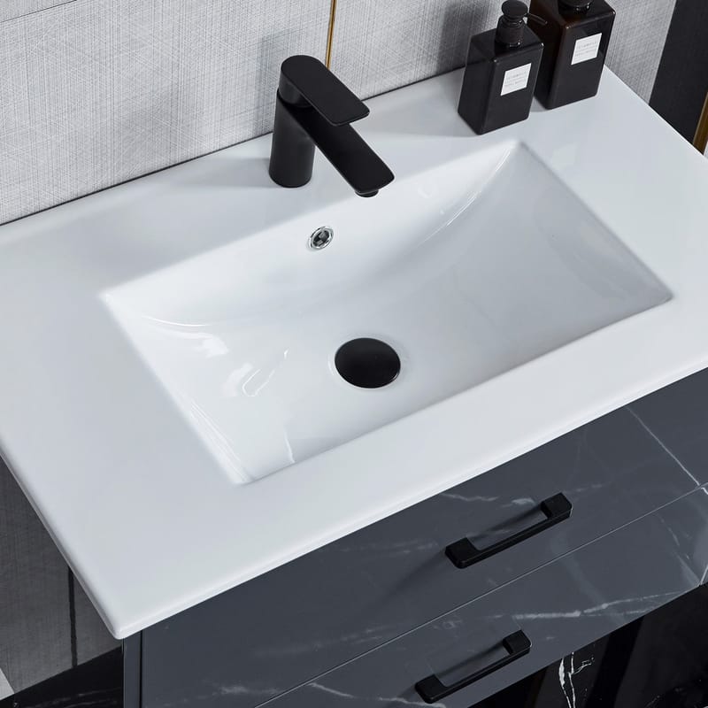 Badrumsmöbel- LED spegel+kommod-L80-mörkgrå - Mörkgrå - Hus & renovering - Kök & bad - Badrum - Badrumsmöbler & badrumsinredning - Kompletta möbelpaket badrum