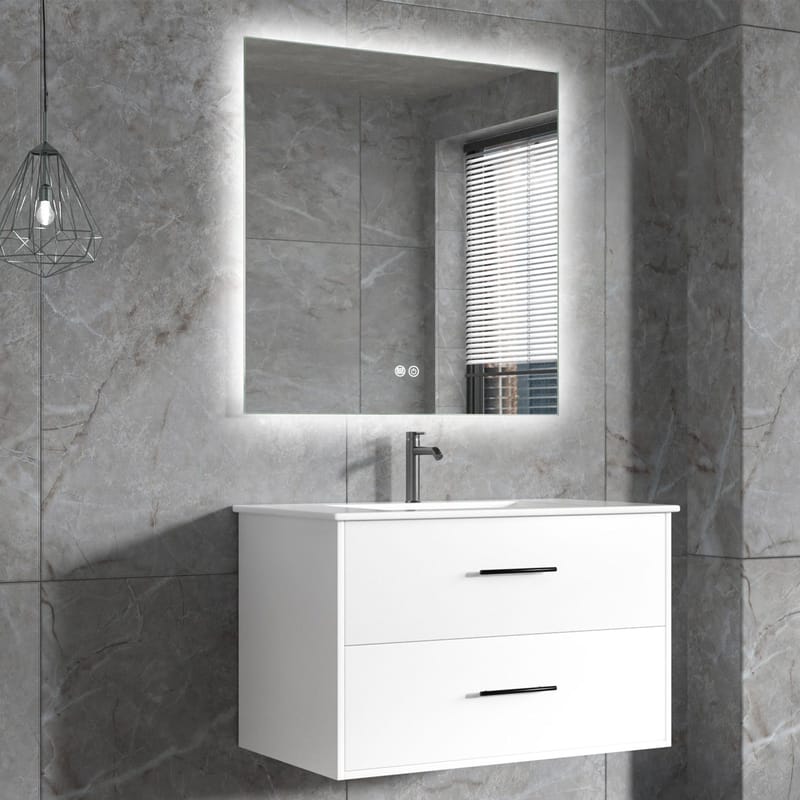 Badrumsmöbel | LED-spegel | Kommod med blandare | Murus - 80 cm, undefined