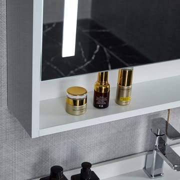 Badrumsmöbel- LED spegelskåp+kommod-L90-vit/marm - Hus & renovering - Kök & bad - Badrum - Badrumsmöbler & badrumsinredning - Kompletta möbelpaket badrum