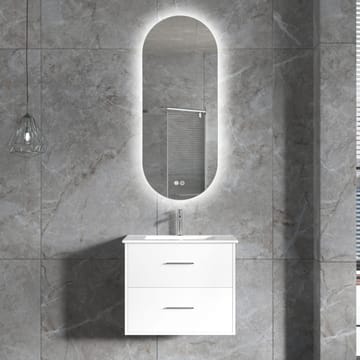 Badrumsmöbel | Oval LED-spegel | Kommod med blandare | Nimbo - 60 cm - Hus & renovering - Kök & bad - Badrum - Badrumsmöbler & badrumsinredning - Kompletta möbelpaket badrum
