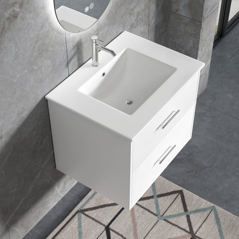 Badrumsmöbel | Oval LED-spegel | Kommod med blandare | Nimbo - 60 cm - Hus & renovering - Kök & bad - Badrum - Badrumsmöbler & badrumsinredning - Kompletta möbelpaket badrum