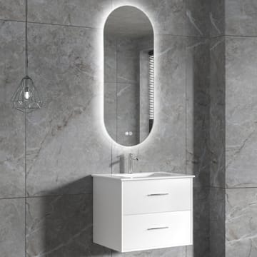 Badrumsmöbel | Oval LED-spegel | Kommod med blandare | Nimbo - 60 cm - Hus & renovering - Kök & bad - Badrum - Badrumsmöbler & badrumsinredning - Kompletta möbelpaket badrum