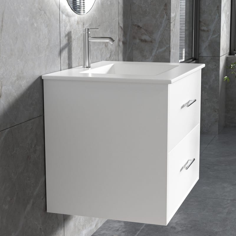 Badrumsmöbel | Oval LED-spegel | Kommod med blandare | Nimbo - 60 cm - Hus & renovering - Kök & bad - Badrum - Badrumsmöbler & badrumsinredning - Kompletta möbelpaket badrum