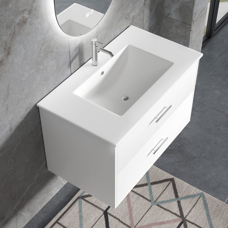 Badrumsmöbel | Oval LED-spegel | Kommod med blandare | Nimbo - 80 cm - Hus & renovering - Kök & bad - Badrum - Badrumsmöbler & badrumsinredning - Kompletta möbelpaket badrum