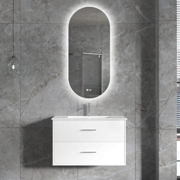 Badrumsmöbel | Oval LED-spegel | Kommod med blandare | Nimbo - 80 cm - Hus & renovering - Kök & bad - Badrum - Badrumsmöbler & badrumsinredning - Kompletta möbelpaket badrum
