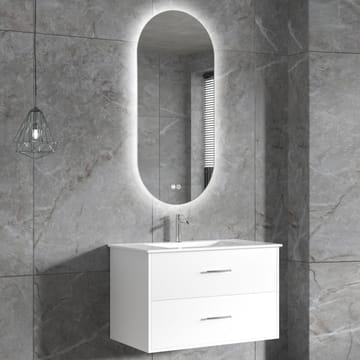 Badrumsmöbel | Oval LED-spegel | Kommod med blandare | Nimbo - 80 cm - Hus & renovering - Kök & bad - Badrum - Badrumsmöbler & badrumsinredning - Kompletta möbelpaket badrum