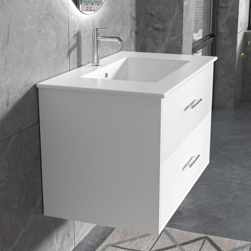 Badrumsmöbel | Oval LED-spegel | Kommod med blandare | Nimbo - 80 cm - Hus & renovering - Kök & bad - Badrum - Badrumsmöbler & badrumsinredning - Kompletta möbelpaket badrum