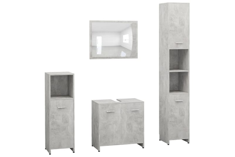 Badrumsmöbler 4 delar betonggrå spånskiva - Grå - Kompletta möbelpaket badrum