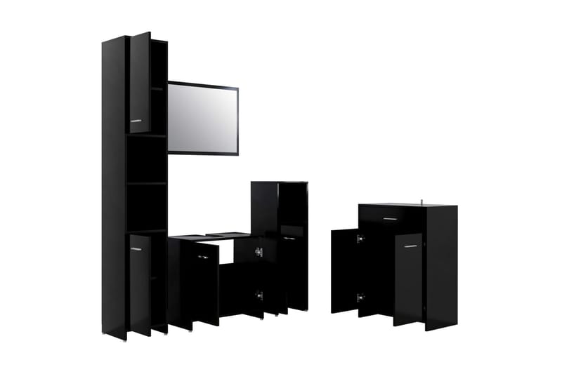 Badrumsmöbler 4 delar svart - Svart - Hus & renovering - Kök & bad - Badrum - Badrumsmöbler & badrumsinredning - Kompletta möbelpaket badrum
