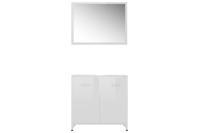 Badrumsmöbler 4 delar vit högglans spånskiva - Vit - Kompletta möbelpaket badrum
