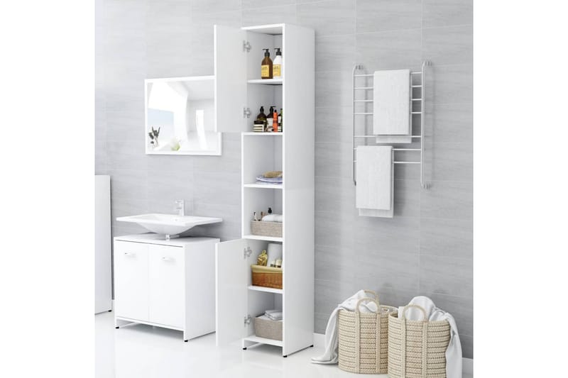 Badrumsmöbler 4 delar vit spånskiva - Vit - Kompletta möbelpaket badrum