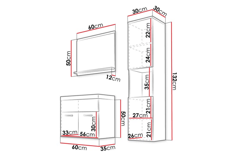 Badrumsmöbler Delorimier 35 cm - Vit - Kompletta möbelpaket badrum