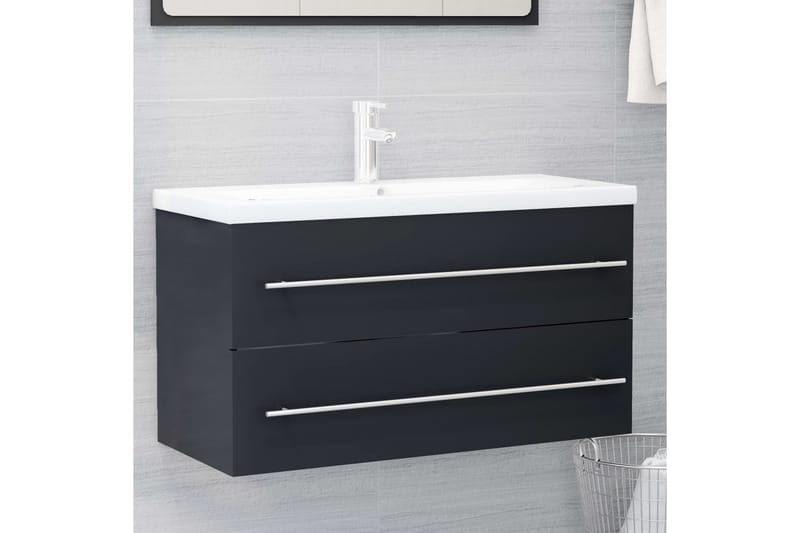 Badrumsmöbler set 2 delar grå spånskiva - Grå - Kompletta möbelpaket badrum