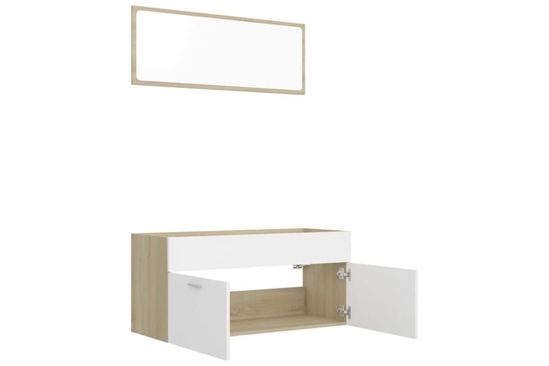 Badrumsmöbler set 2 delar vit och sonoma-ek spånskiva - Vit - Hus & renovering - Kök & bad - Badrum - Badrumsmöbler & badrumsinredning - Kompletta möbelpaket badrum