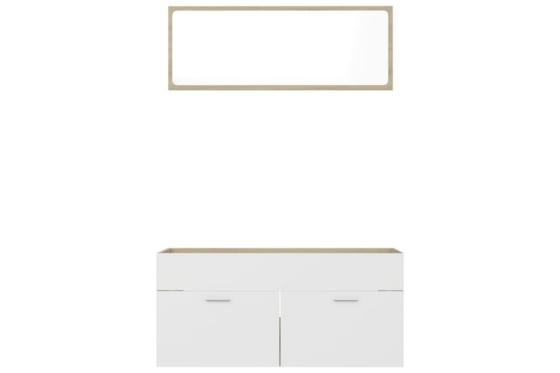 Badrumsmöbler set 2 delar vit och sonoma-ek spånskiva - Vit - Hus & renovering - Kök & bad - Badrum - Badrumsmöbler & badrumsinredning - Kompletta möbelpaket badrum