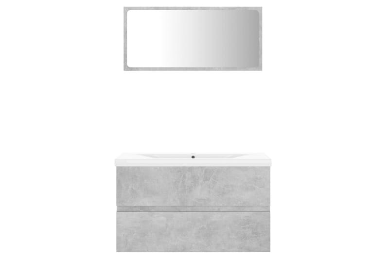 Badrumsmöbler set betonggrå spånskiva - Grå - Hus & renovering - Kök & bad - Badrum - Badrumsmöbler & badrumsinredning - Kompletta möbelpaket badrum