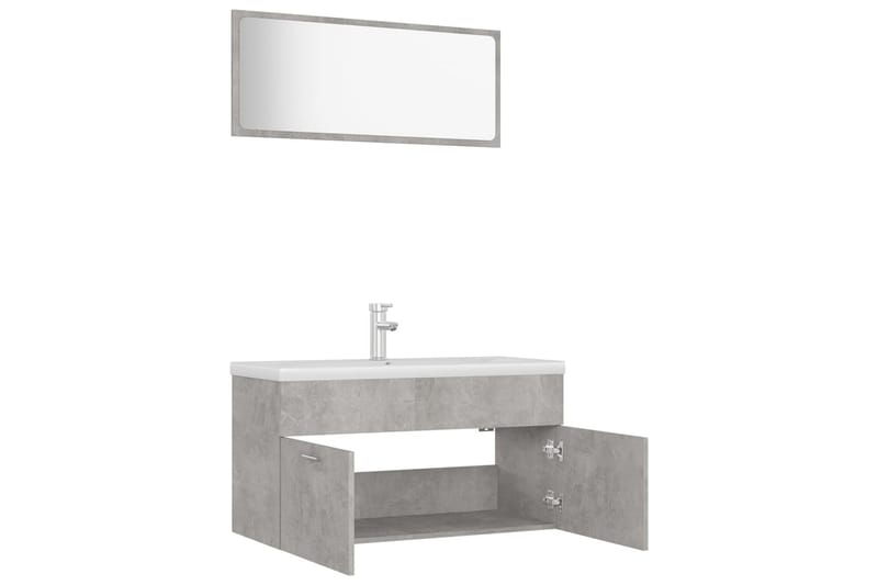 Badrumsmöbler set betonggrå spånskiva - Grå - Kompletta möbelpaket badrum