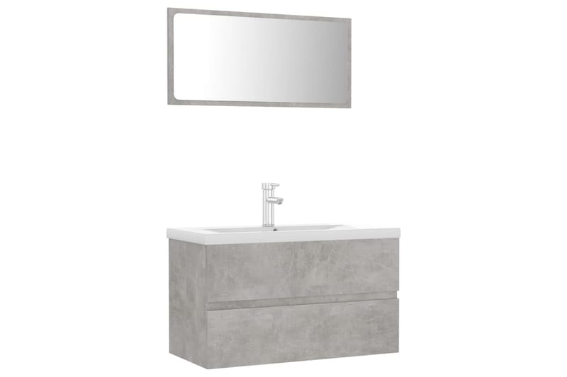 Badrumsmöbler set betonggrå spånskiva - Grå - Hus & renovering - Kök & bad - Badrum - Badrumsmöbler & badrumsinredning - Kompletta möbelpaket badrum